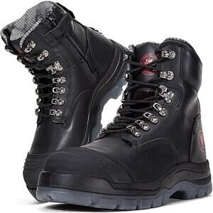 Rock Rooster Men Size 12 Black Leather Lace Up Steel Toe Arch Support Work Boots